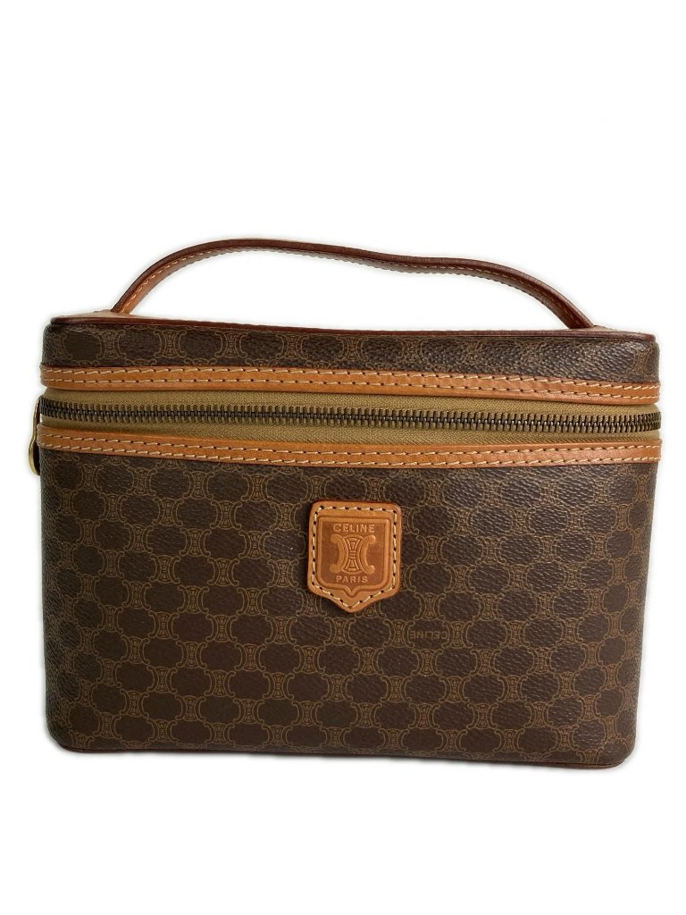 Celine Macadam Pattern Vanity Bag Vintage Brown